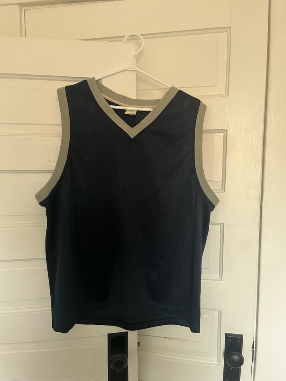 725 Originals Navy Mesh V-Neck Jersey with Gray Trim Vintage Y2K